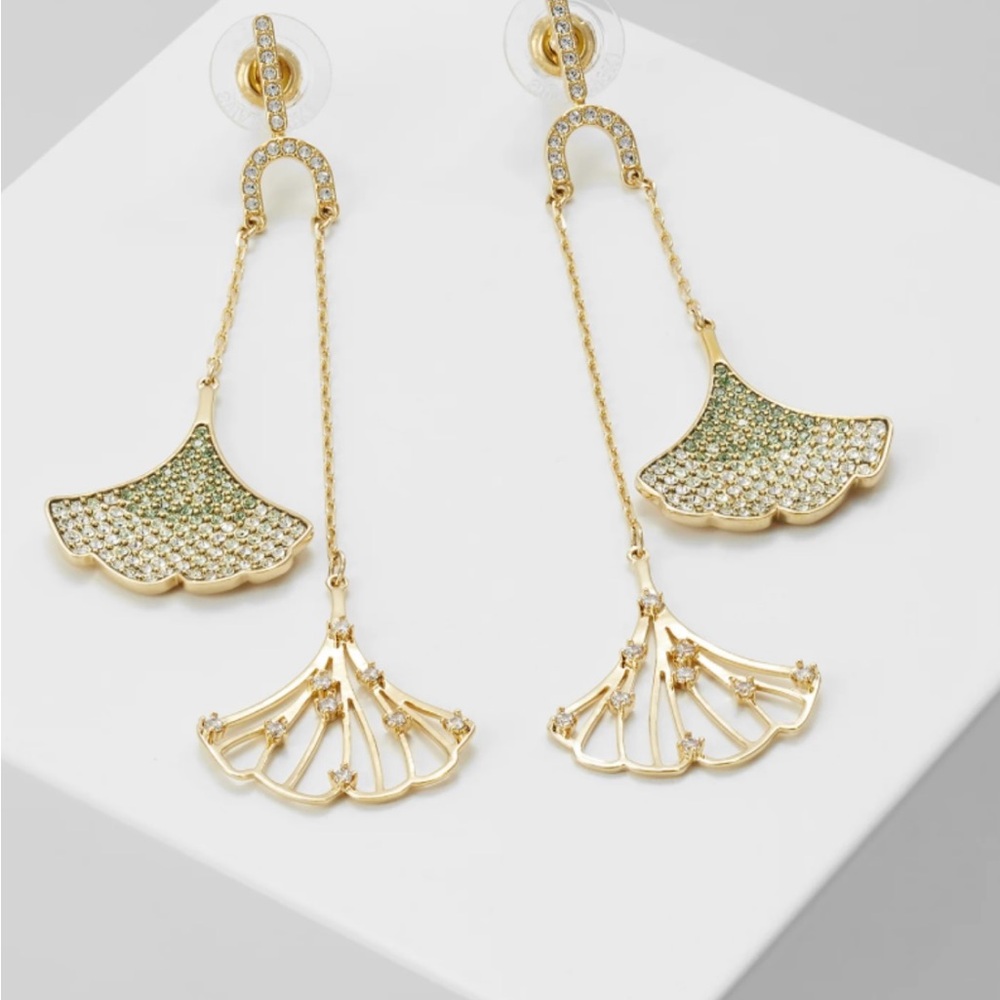 Swarovski Elegant Gold and Green Ginkgo Earrings